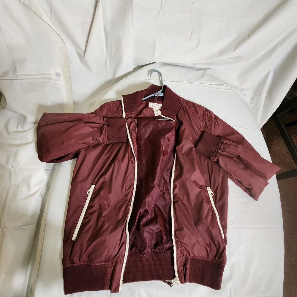 Vtg HM Ladies M Jacket Burgandy Windbreaker Zipper Up 2 Pockets Streetwear